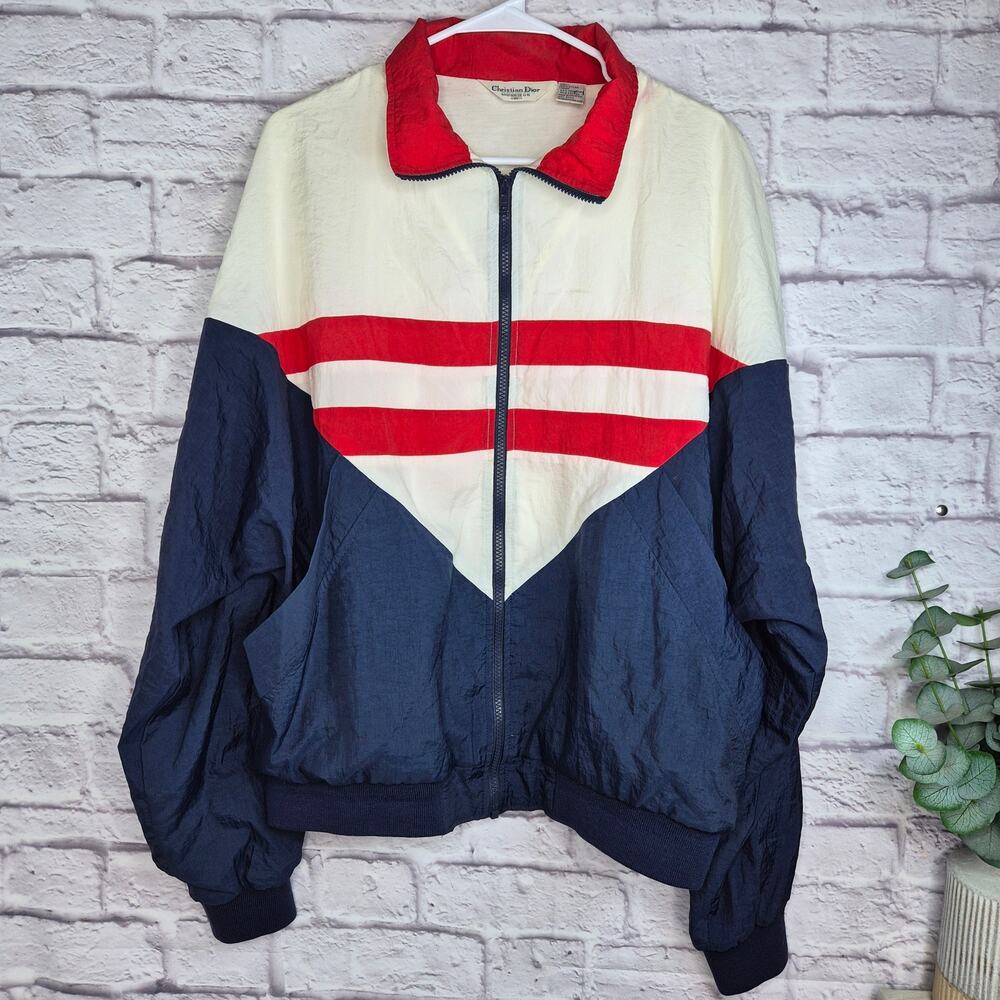 VTG 90s Christian Dior Monsieur Colorblock Windbreaker Jacket XL Bomber Men's